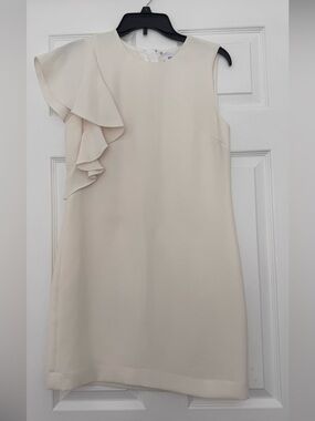 Elizabeth and James One-Shoulder Ruffle Shift Dress in Cream